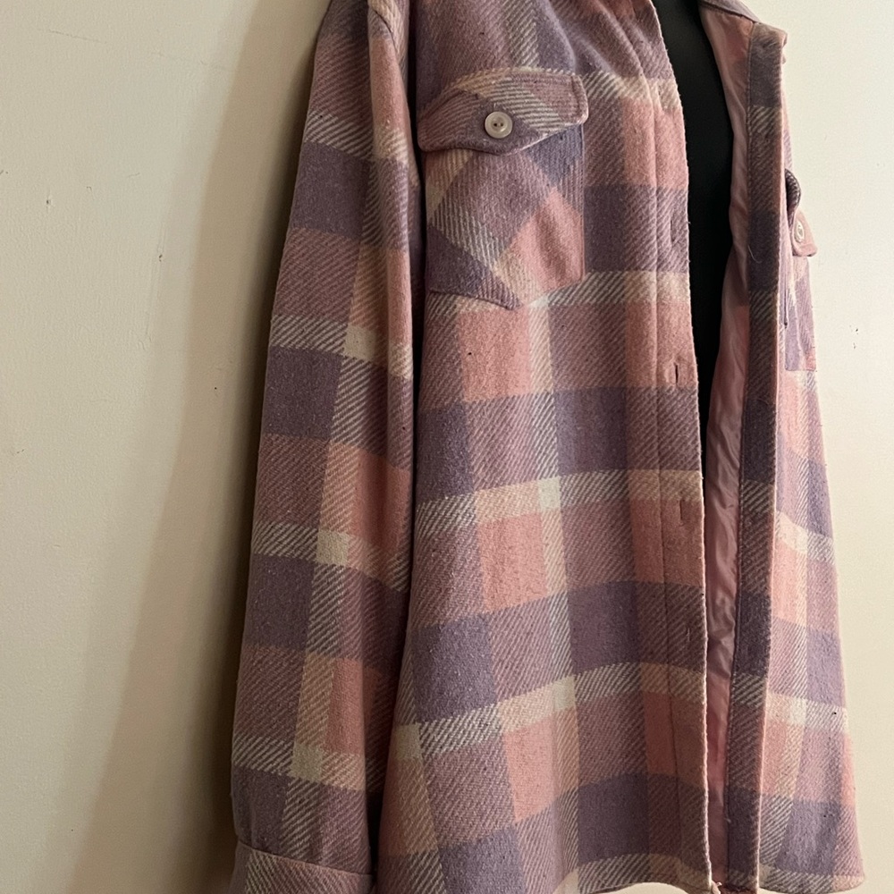 Pink Checked Longline Shacket - Picture 6 of 8